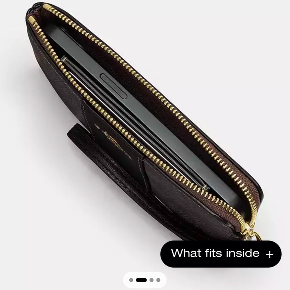 Coach Corner Zip Wristlet In Signature Canvas With Robot Print - Picture 4 of 4